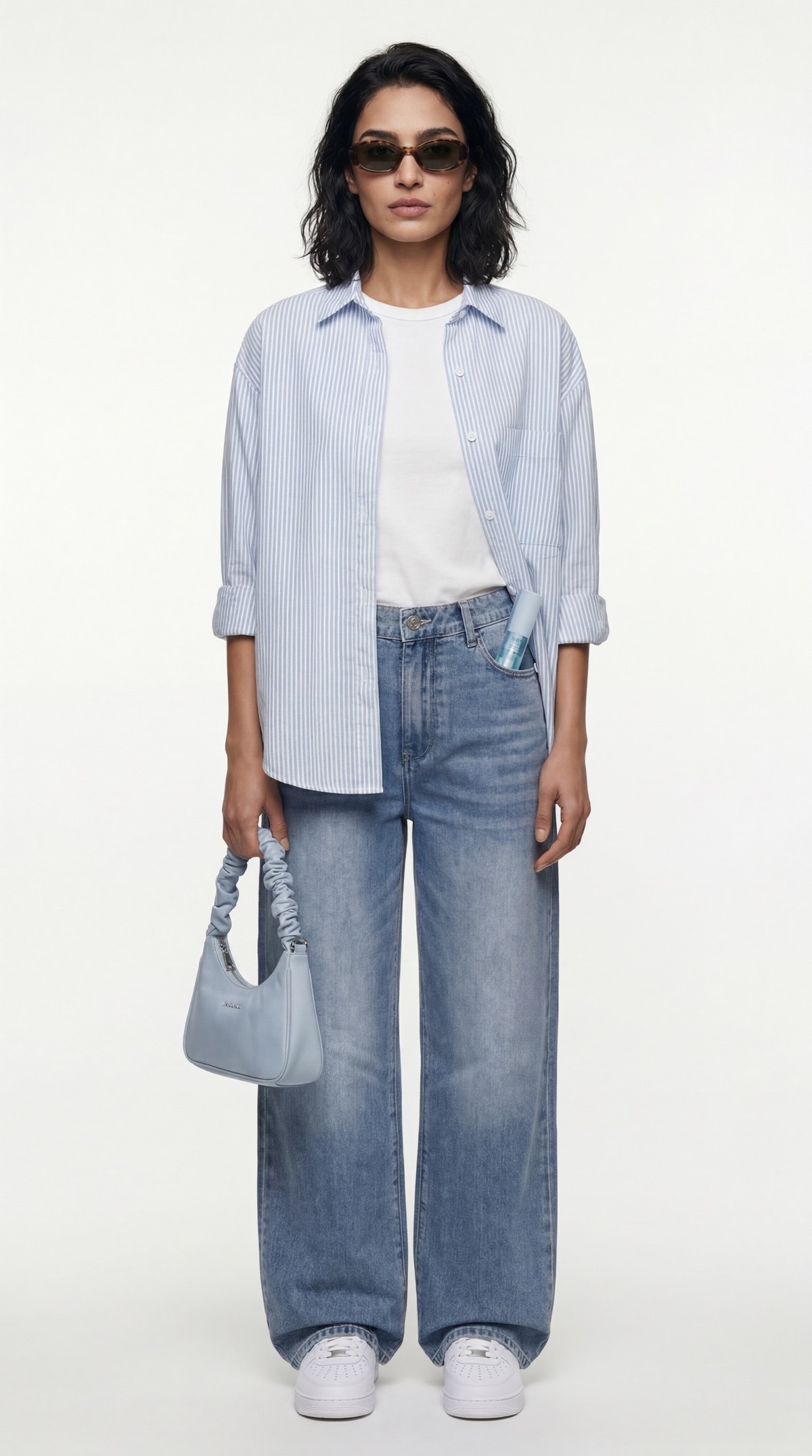 Model wearing curated products